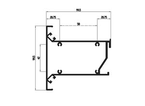 شلف آلومینیومی T فرم دکوراتیو رنگ مشکی مات با قابلیت نورپردازی 300 سانتیمتر فانتونی کد I270