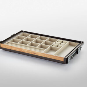 جای کمربند و کروات و زیورالات مخمل ریلی با فرانت چوب قابل رگلاژ آرام بند رنگ موکا سایز90