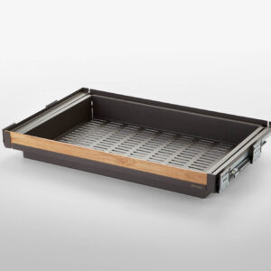 طبقه کشویی فلزی ریلی داخل کمد لباس با فرانت چوب قابل رگلاژ ارام بند رنگ موکا سایز 90