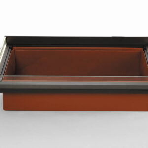 باکس چرمی ریلی داخل کمد لباس با بدنه آرام بند رنگ موکا سایز90