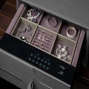 کشو ایمنی چرمی رنگ طوسی فرنچ استایل ارتفاع 169mm عمق 495mm عرض 568mm کد J948