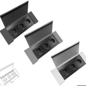 پریز برق مدل امریکن با درب فلپ رنگ نوک مدادی 3 سوکت برق کد N403